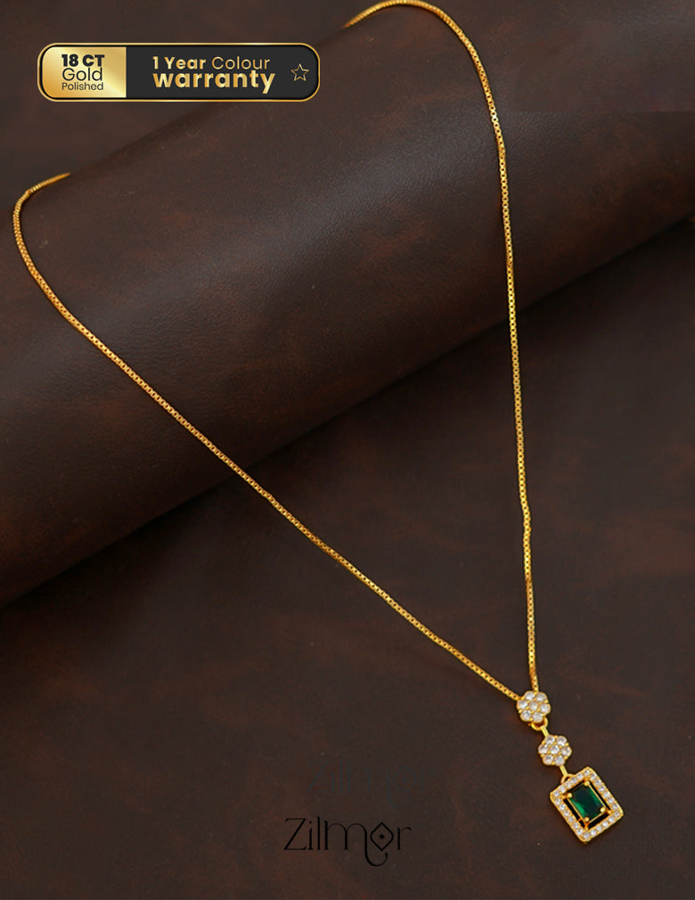 ZK1011410 -  Gold Tone AD Stone  Simple Necklace 1-Zilmor