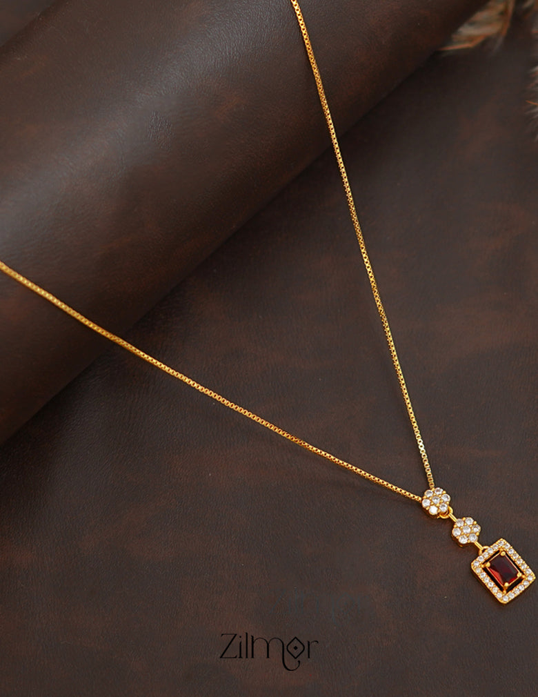 ZK1011410 -  Gold Tone AD Stone  Simple Necklace 2-Zilmor