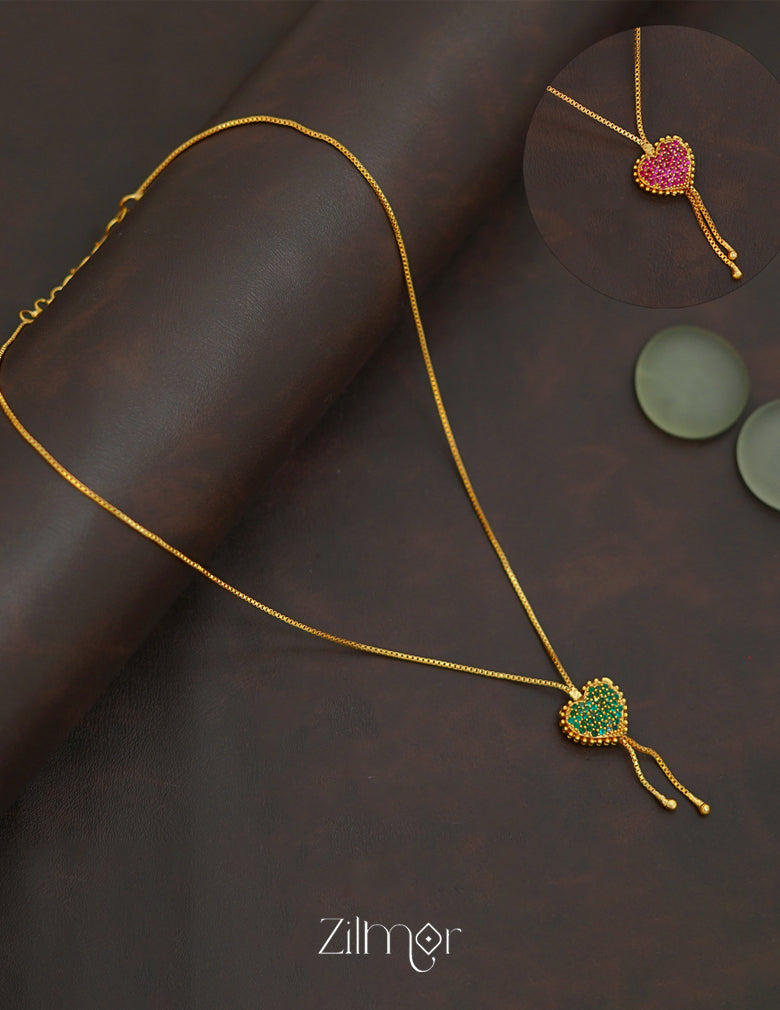 ZK1011411 -  Gold Tone AD Stone Double Side  Pendant Simple Necklace 1-Zilmor