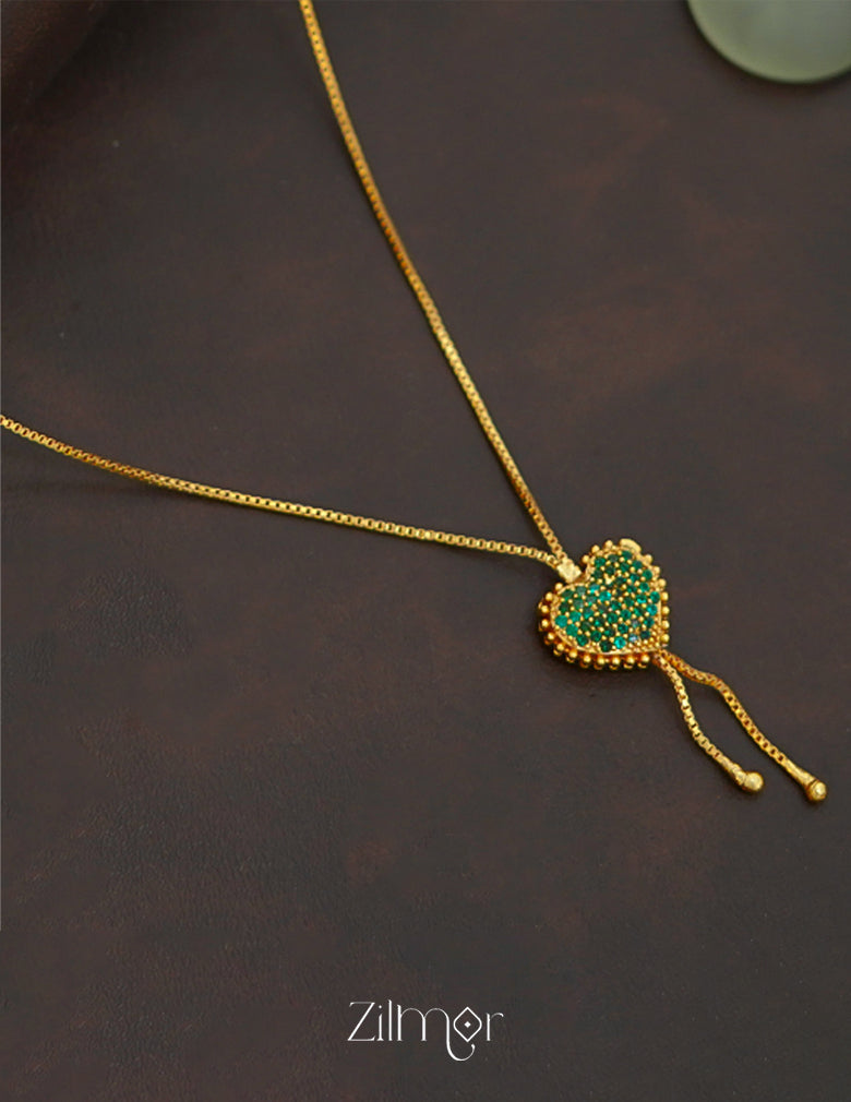 ZK1011411 -  Gold Tone AD Stone Double Side  Pendant Simple Necklace 2-Zilmor