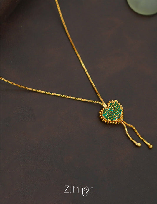 ZK1011411 -  Gold Tone AD Stone Double Side  Pendant Simple Necklace 2-Zilmor