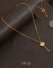 ZK1011411 -  Gold Tone AD Stone Double Side  Pendant Simple Necklace 3-Zilmor