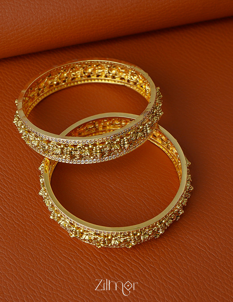 ZL1011671 - AD Stones with Goddess Antique Traditional bangle (pair) 5-Zilmor