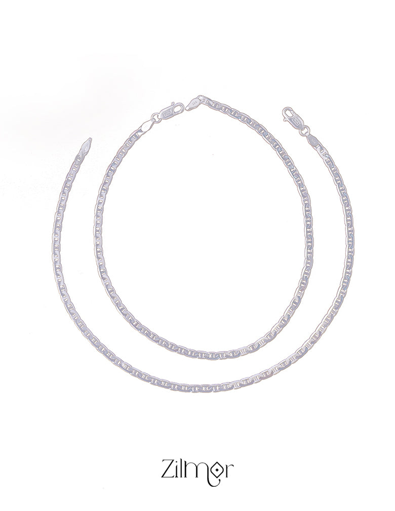 ZM101016 - 925 Silver Pair Anklet 3-Zilmor