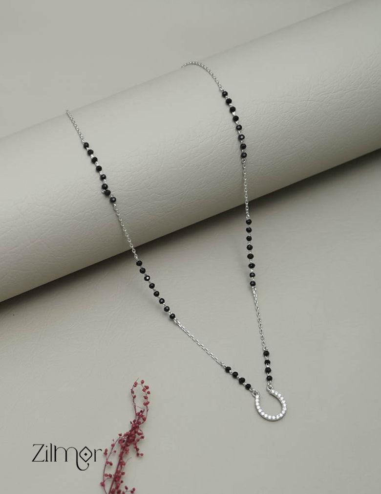 ZM101315 - 925 Silver  AD Stone Pendant Mangalsutra Necklace 2-Zilmor