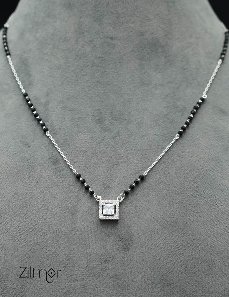 ZM101317 - 925 Silver  AD Stone Pendant Mangalsutra Necklace 3-Zilmor