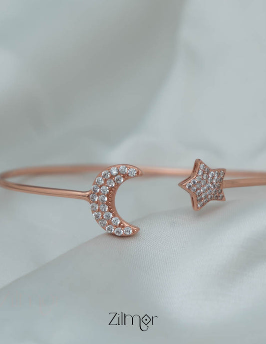 ZM101401 - 925 Silver Rose Gold Adjustable Bangle