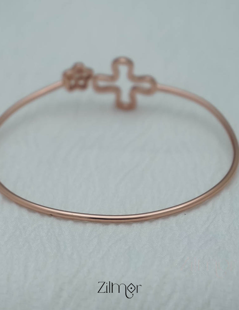 ZM101402 - 925 Silver Rose Gold  Adjustable Bangle 3-Zilmor