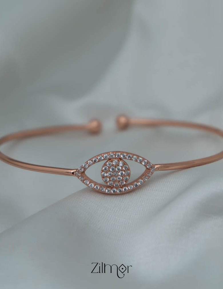 ZM101403 - 925 Silver Rose Gold Adjustable Bangle 2-Zilmor