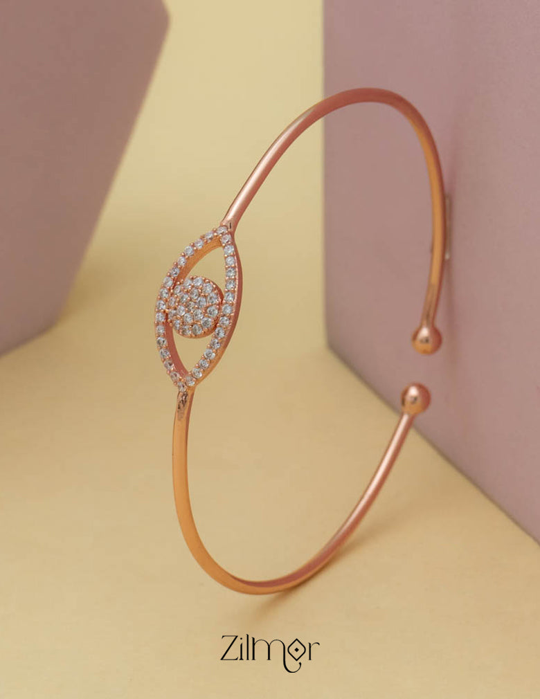 ZM101403 - 925 Silver Rose Gold Adjustable Bangle 1-Zilmor