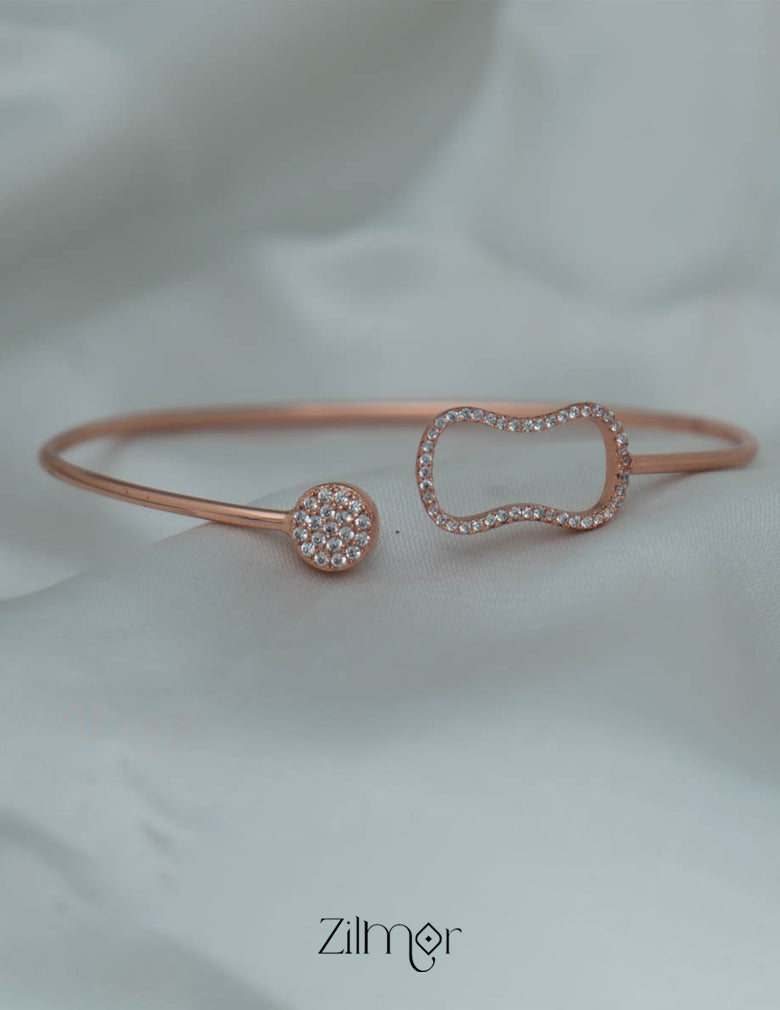 ZM101404 - 925 Silver Rose Gold Adjustable Bangle 3-Zilmor