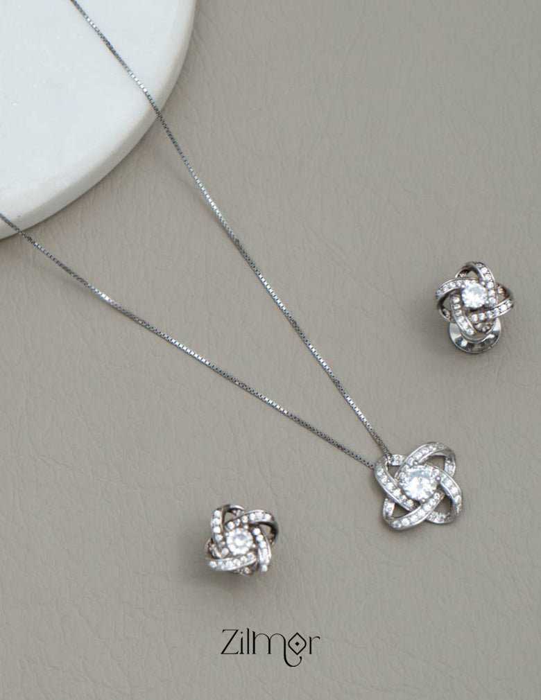 ZM101405 - 925 Silver Necklace Earring Set 3-Zilmor