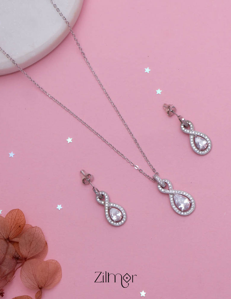 ZM101407 - 925 Silver Necklace Earring Set 1-Zilmor