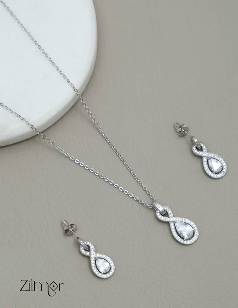 ZM101407 - 925 Silver Necklace Earring Set 3-Zilmor