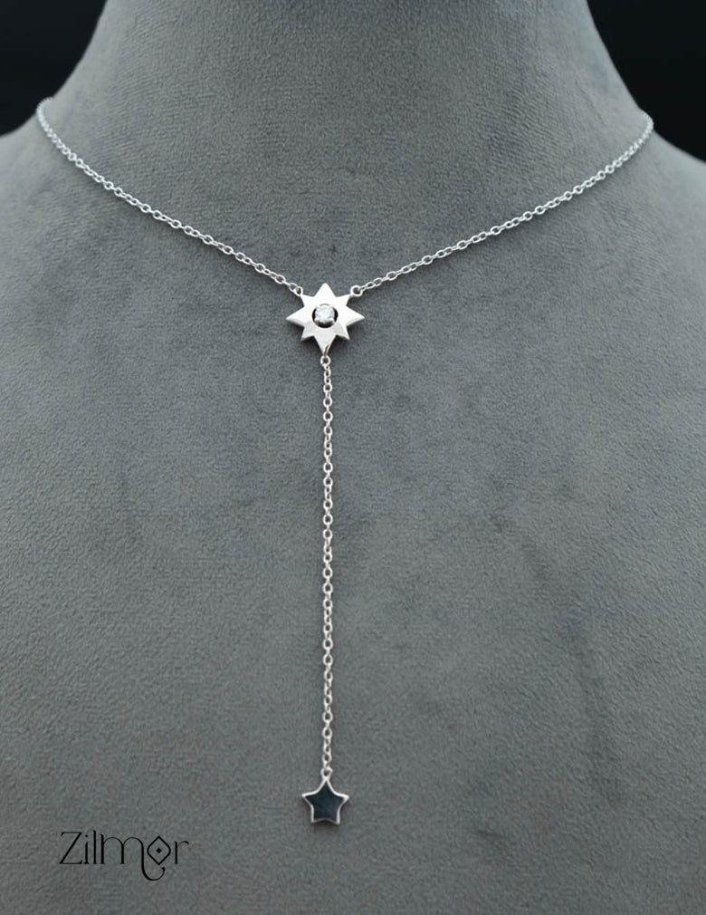 ZM101412 - 925 Sterling Silver CZ Stone Designed Pendant Necklace 3-Zilmor