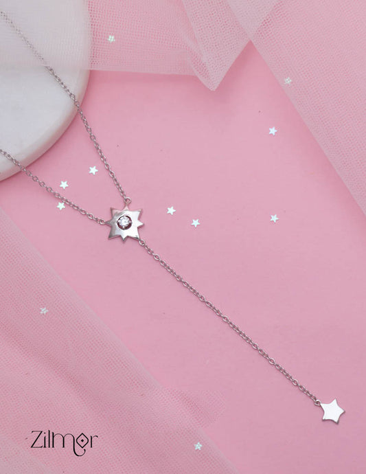 ZM101412 - 925 Sterling Silver CZ Stone Designed Pendant Necklace