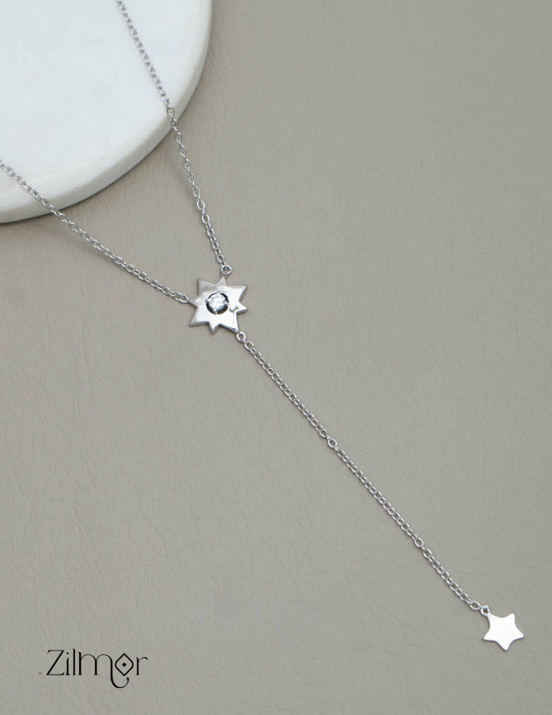 ZM101412 - 925 Sterling Silver CZ Stone Designed Pendant Necklace 2-Zilmor