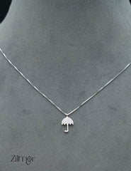 ZM101413 - 	 925 Sterling Silver CZ Umbrella Designed Pendant  Necklace 2-Zilmor