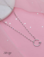ZM101415 - 	 925 Sterling Silver CZ Stone Designed Pendant Necklace 1-Zilmor