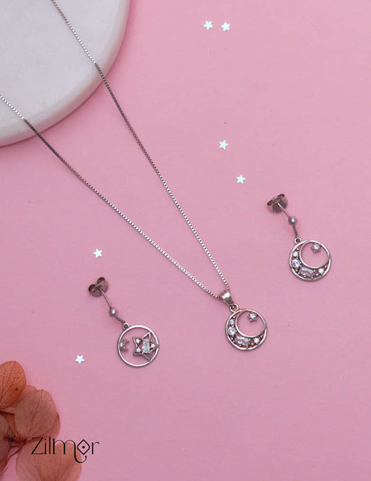 ZM101418 - 925 Silver Necklace Earring Set