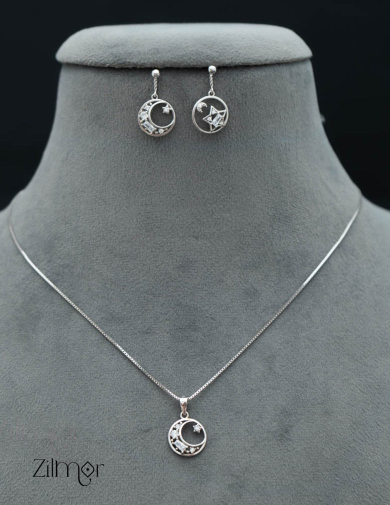 ZM101418 - 925 Silver Necklace Earring Set 3-Zilmor