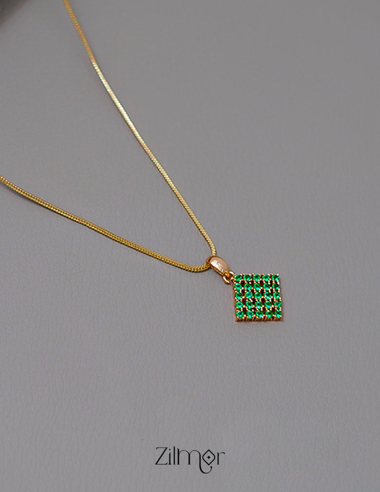 ZN1011523 -  Gold Tone AD Stone  Simple Necklace 3-Zilmor