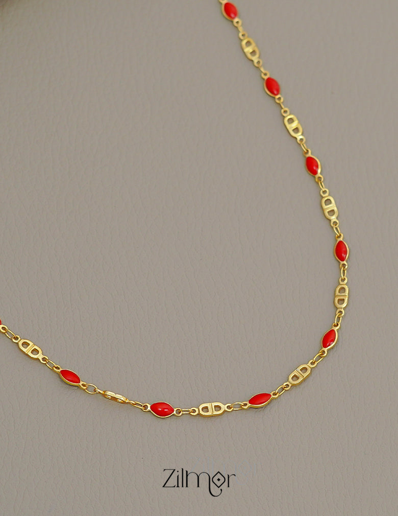 ZN1011527 - Red Coral Stone  Simple Necklace 2-Zilmor