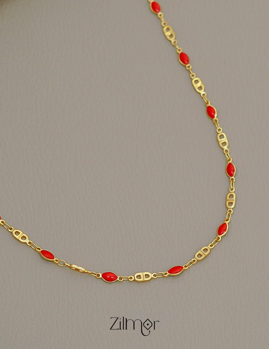 ZN1011527 - Red Coral Stone  Simple Necklace