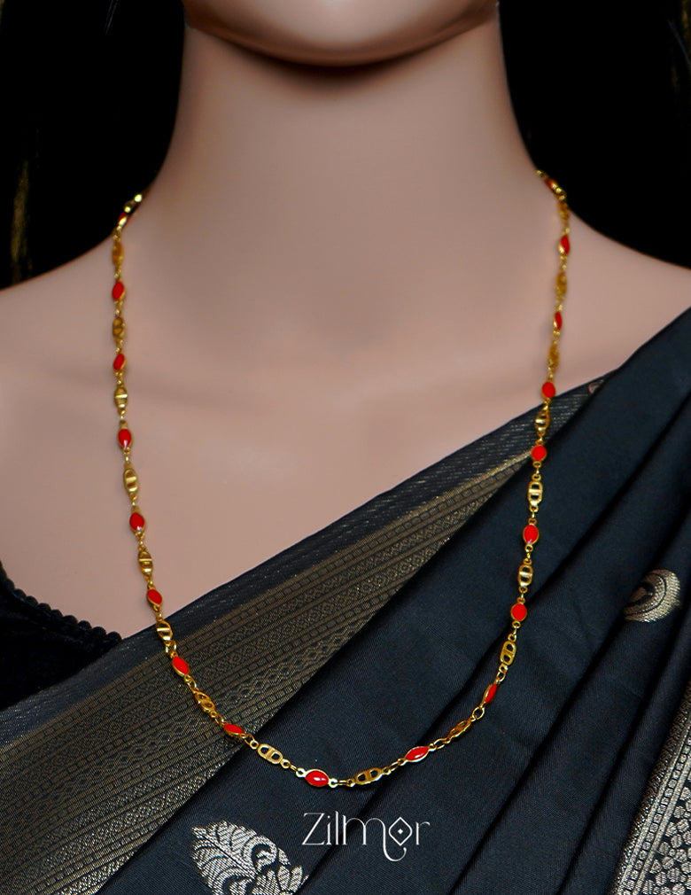 ZN1011527 - Red Coral Stone  Simple Necklace 3-Zilmor