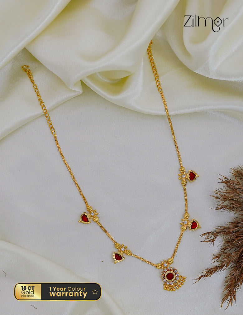 Gold Plated Kerala Traditional Anti Tarnish Palakka Necklace - KY1012194
