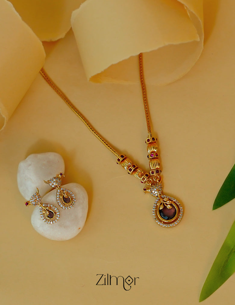 South Indian antique American diamond necklace earring set color options for women