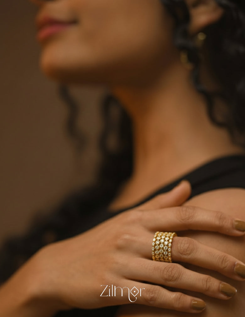 Adjustable luxury multi-layered ring with 18K gold plating anti-tarnish stainless steel