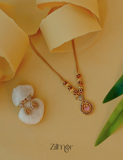 Elegant antique AD stone American diamond necklace with earrings set various colors