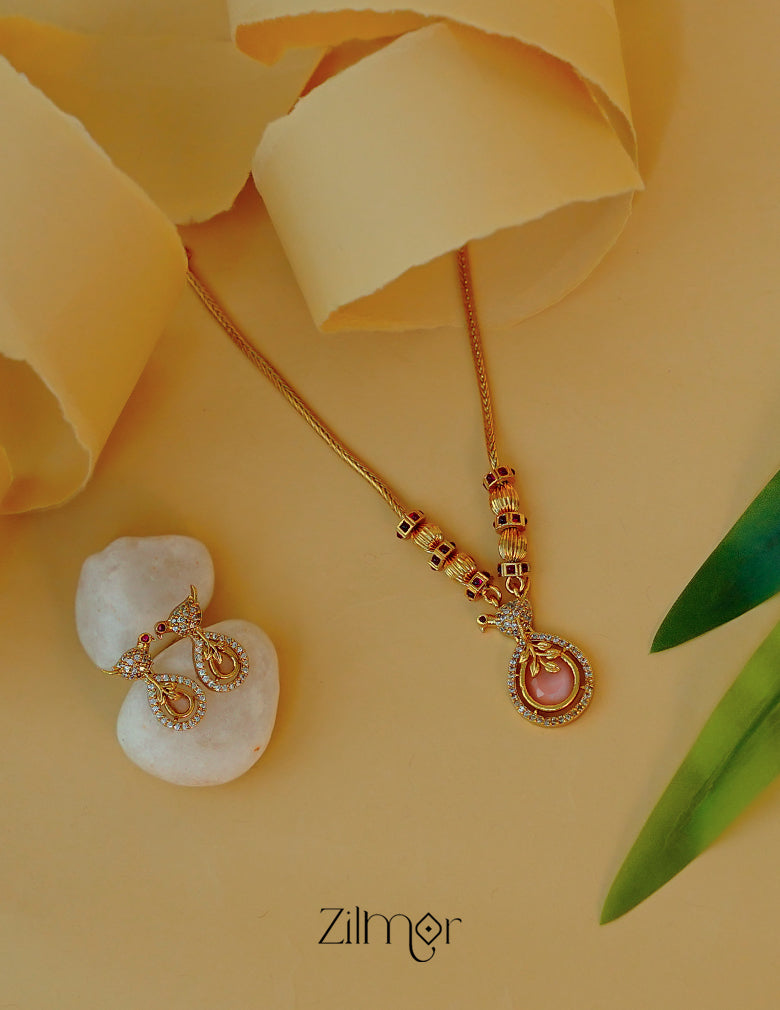 Elegant antique AD stone American diamond necklace with earrings set various colors