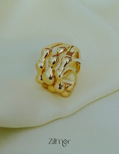 Chic Adjustable Bamboo Textured Ring – Gold Plated Stainless Steel Jewelry