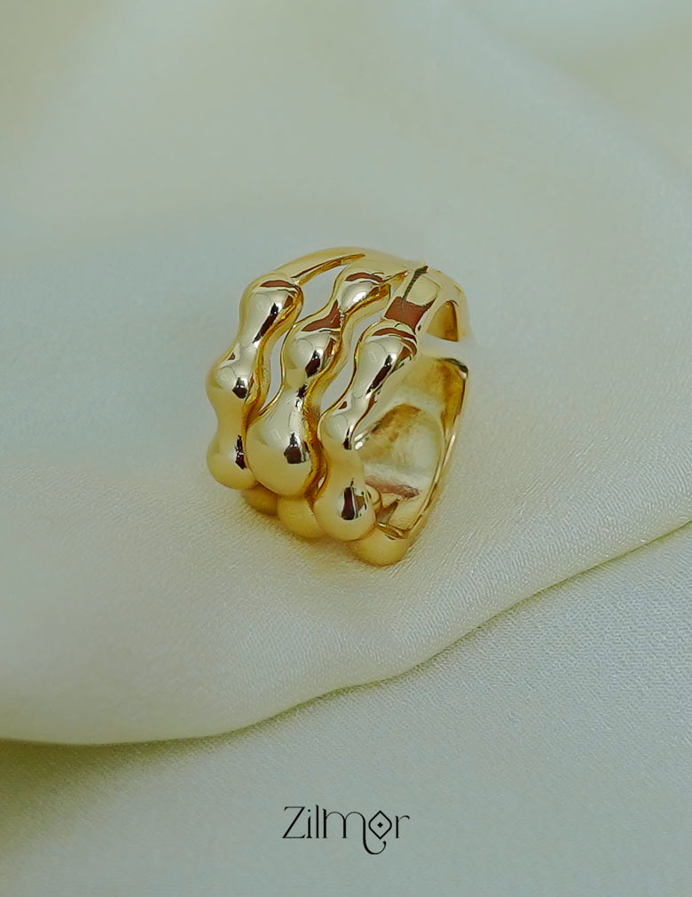 Chic Adjustable Bamboo Textured Ring – Gold Plated Stainless Steel Jewelry