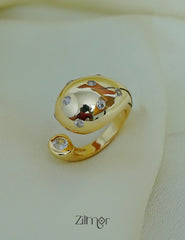 Bold Stone-Studded Adjustable Ring – Gold Plated Stainless Steel