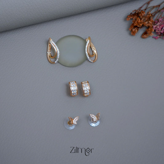 ZN1011551  - Gold tone AD Stone Combo stud Earrings