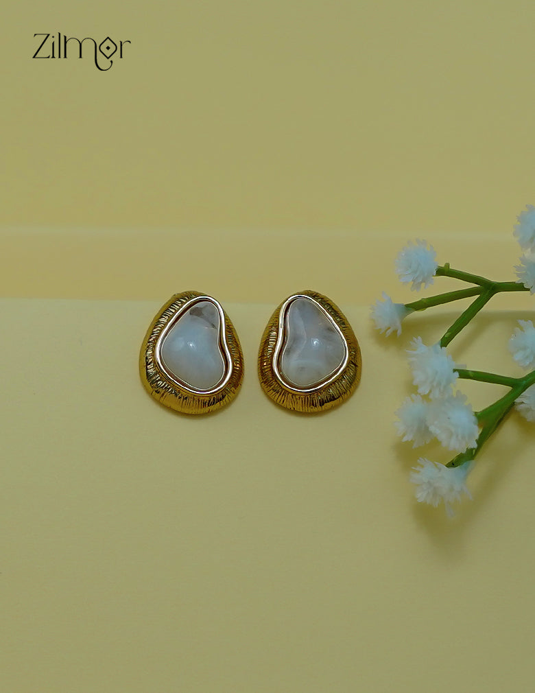 Modern crystal and gold stud earrings with anti-tarnish finish, multiple colors available
