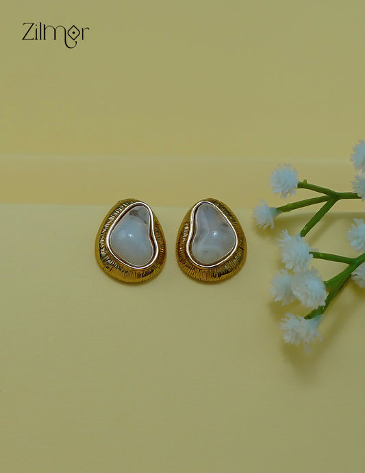 Modern crystal and gold stud earrings with anti-tarnish finish, multiple colors available