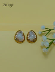 Modern crystal and gold stud earrings with anti-tarnish finish, multiple colors available