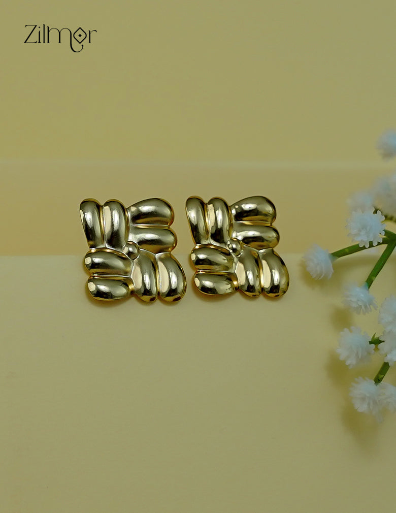 Modern golden stud earrings with anti-tarnish finish-ZF1012094