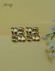 Modern golden stud earrings with anti-tarnish finish-ZF1012094