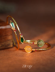 KY1011753 - Gold tone Lakshmi coin &Nagapadam Bangle Combo (color option) 1-Zilmor