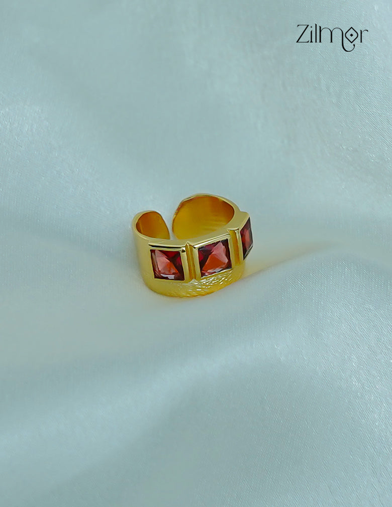 18K Gold Plated Semiprecius Stone Adjustable Ring (color option) -ZP1012178