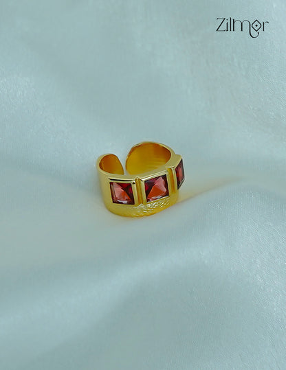 18K Gold Plated Semiprecius Stone Adjustable Ring (color option) -ZP1012178