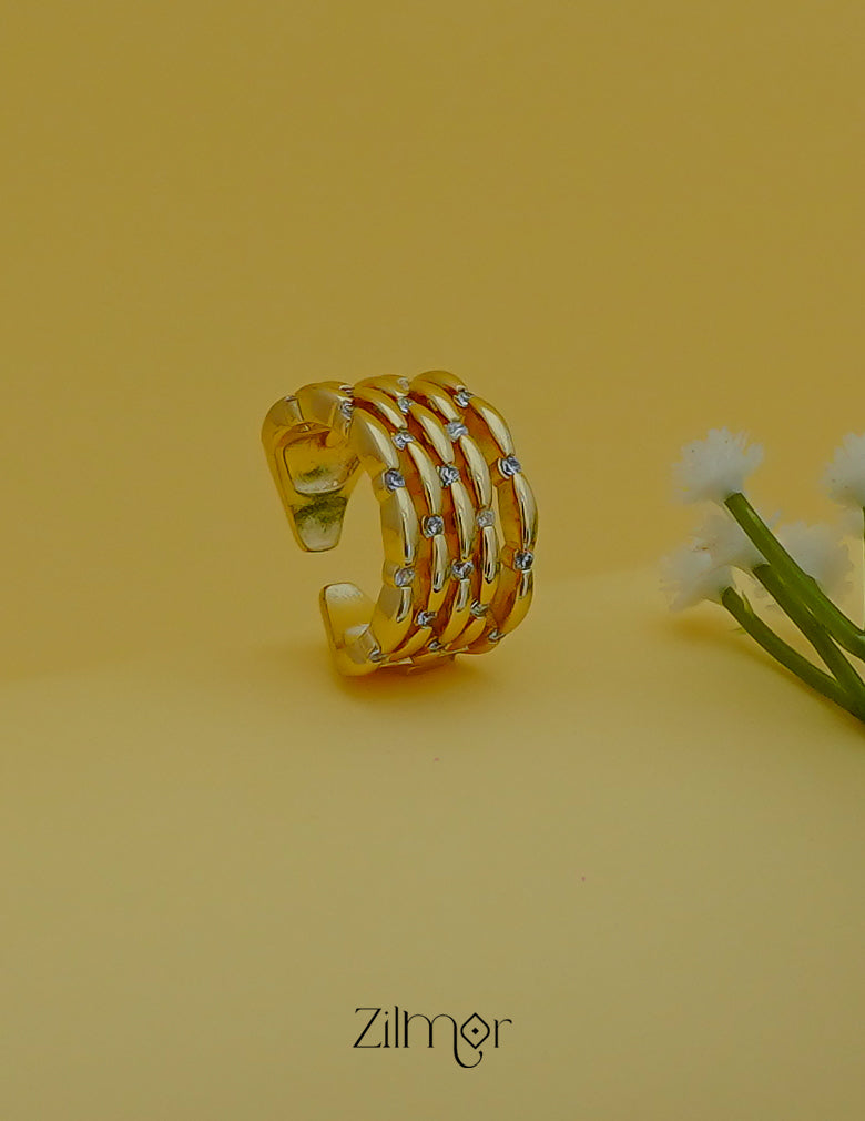 Chic Adjustable Cuff Ring – Gold Plated Statement Piece for Women