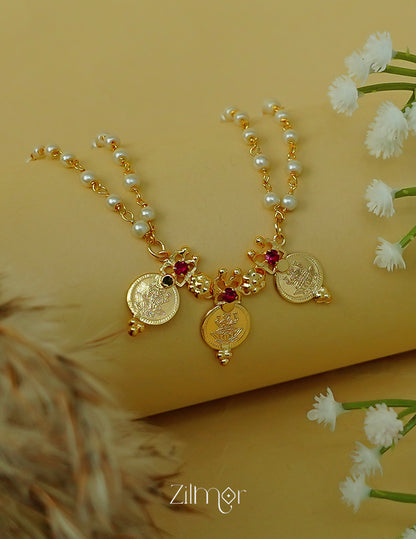 Double layer kashu Lakshmi pendant pearl choker necklace traditional jewelry for women