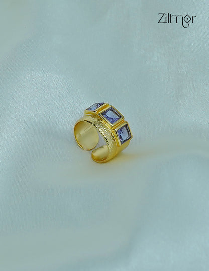 18K Gold Plated Semiprecius Stone Adjustable Ring (color option) -ZP1012178