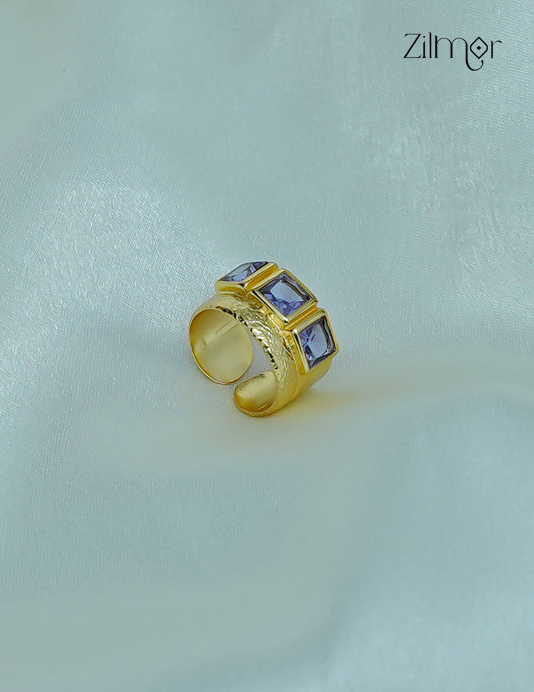 18K Gold Plated Semiprecius Stone Adjustable Ring (color option) -ZP1012178
